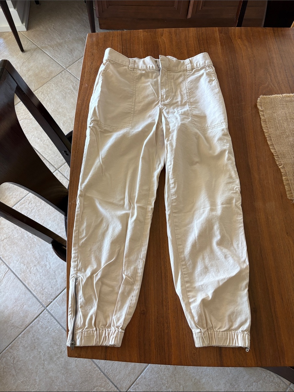 Womens Loft Beige Jogger Pants - Lightweight Casual Trousers